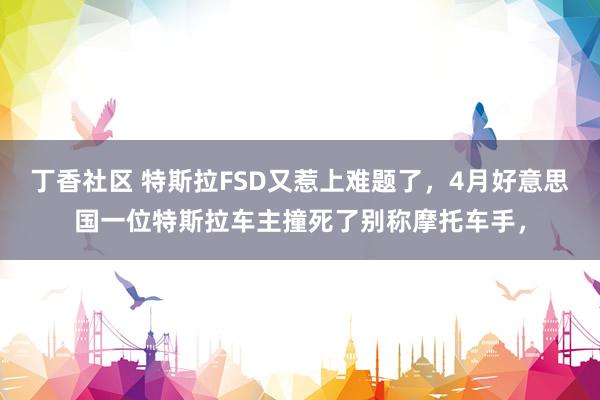 丁香社区 特斯拉FSD又惹上难题了，4月好意思国一位特斯拉车主撞死了别称摩托车手，