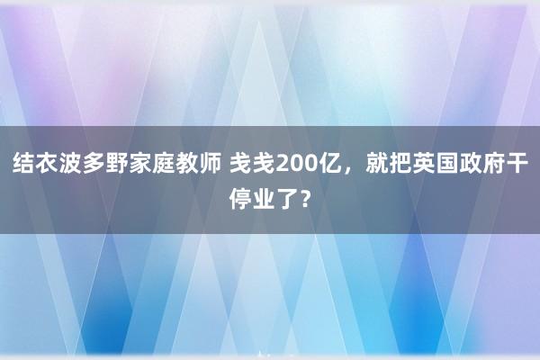 结衣波多野家庭教师 戋戋200亿，就把英国政府干停业了？