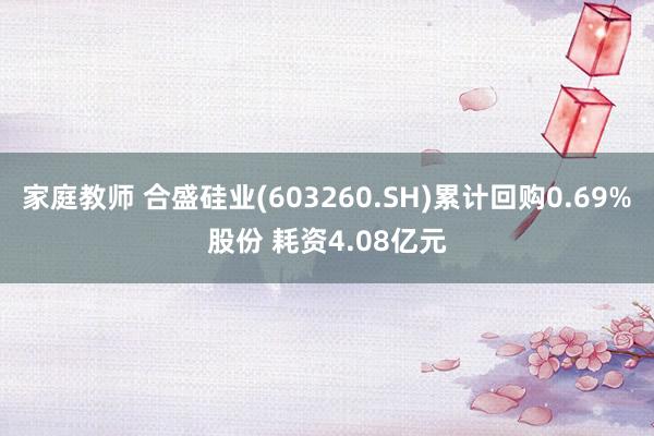 家庭教师 合盛硅业(603260.SH)累计回购0.69%股份 耗资4.08亿元