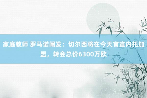 家庭教师 罗马诺阐发：切尔西将在今天官宣内托加盟，转会总价6300万欧