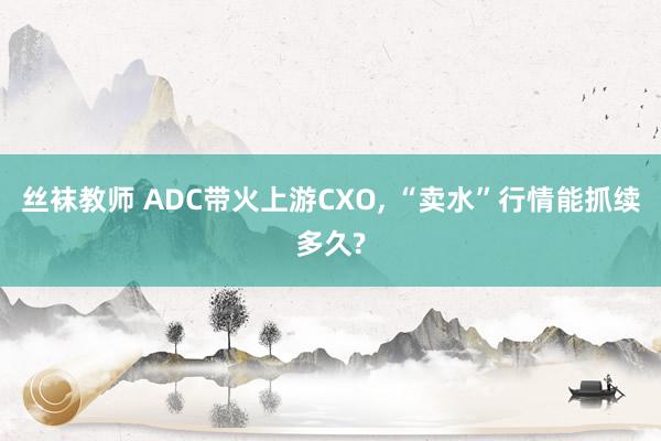 丝袜教师 ADC带火上游CXO, “卖水”行情能抓续多久?