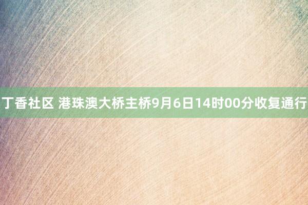 丁香社区 港珠澳大桥主桥9月6日14时00分收复通行