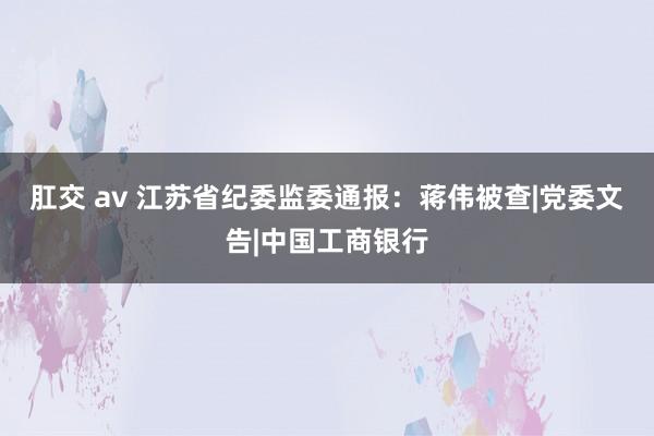 肛交 av 江苏省纪委监委通报：蒋伟被查|党委文告|中国工商银行