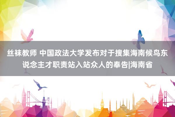 丝袜教师 中国政法大学发布对于搜集海南候鸟东说念主才职责站入站众人的奉告|海南省