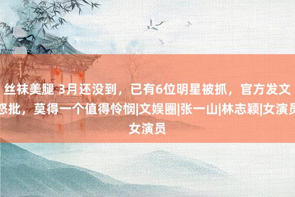 丝袜美腿 3月还没到，已有6位明星被抓，官方发文怒批，莫得一个值得怜悯|文娱圈|张一山|林志颖|女演员